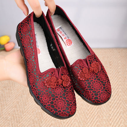 Wholesale and retail summer middle-aged and elderly women's breathable old lady foreign trade cloth shoes mesh mother flat grandma