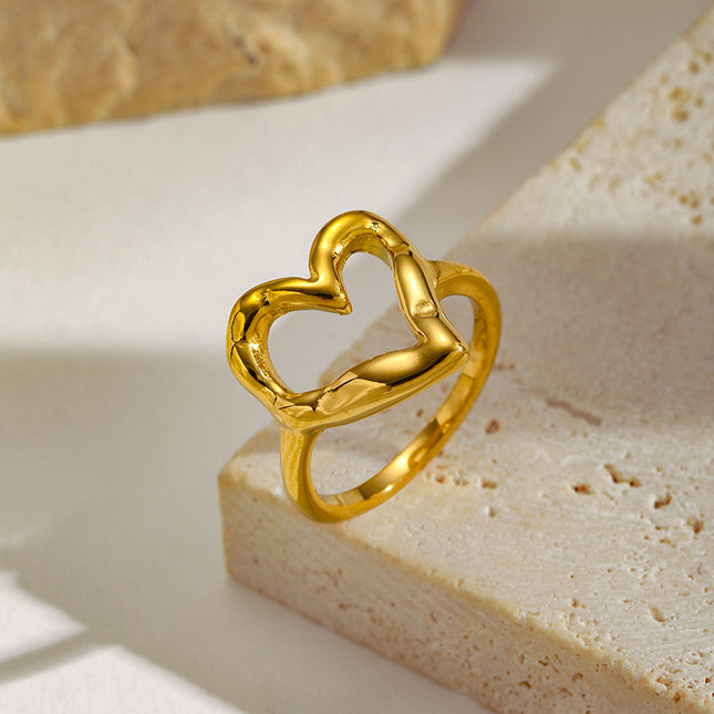 European and American Cross-Border Geometric Irregular Rings Retro Fashion Texture Furnace Vacuum Gold-Plated Ring Index Finger Ring Wholesale