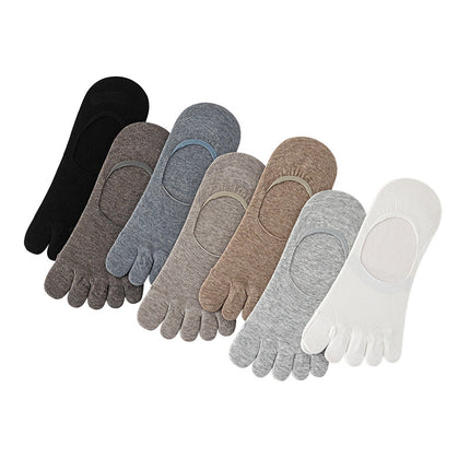 Finger socks men's solid color leisure boat socks spring and summer breathable thin cotton antibacterial deodorant socks summer toe socks