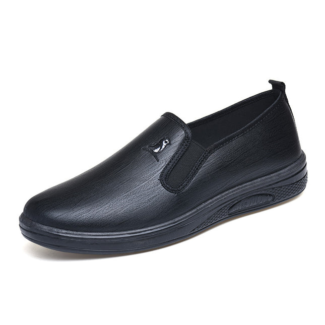 Men's Kitchen Chef Leather Shoes, Men's Trendy Versatile Bean Shoes, Soft Leather, Soft Sole, Waterproof Slip-On Men's Casual Shoes