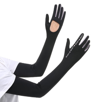 Summer Sunscreen Sleeve Women's Anti-UV Ice Silk Gloves Driving Sunshade Layered Arm Sleeve Outdoor Summer Thin