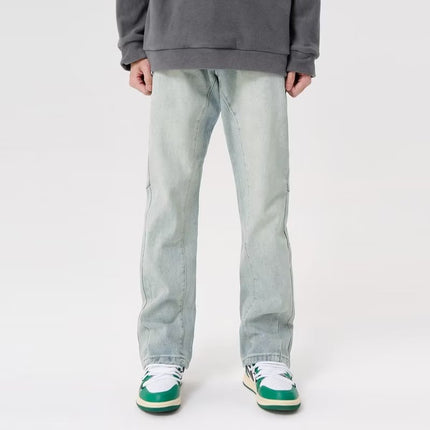 American Style High Street Vibe Style Pants Washed Old Dipped Loose Fashionable Fried Jeans Straight Slim-Fit Casual Pants