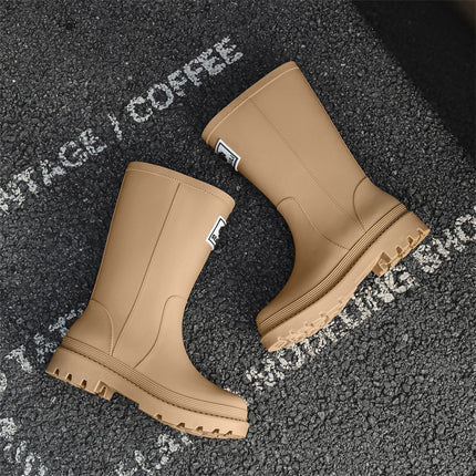 Women's Thick-Soled Rain Boots for Outdoor Wear, Non-Slip Kitchen and Car Wash Water Shoes, Fleece-Lined and Thickened Rain Boots