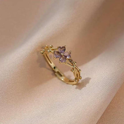Ring for Women, Heart-Shaped Zircon Open Ring, Sweet Niche Design, Fashionable Index Finger Ring, Trendy Adjustable Ring