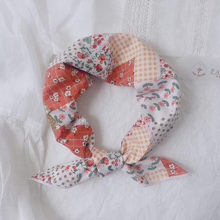 New 58x58cm% cotton small square scarf women's small floral scarf hair band Korean style Net red scarf decoration