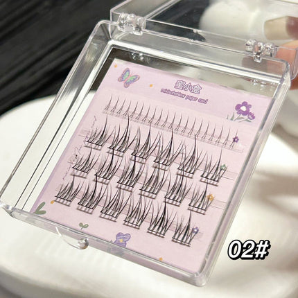Mi Xiaohe Travel Series Airy Lower Eyelash Lip Glaze Devil Trilogy Single Cluster Ultra-Fine Stem Natural False Eyelashes
