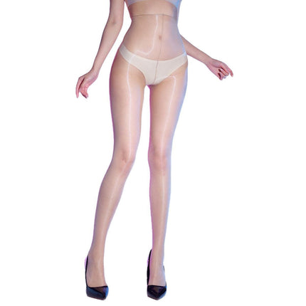 Giant Peak Jelly Ultra-Thin Aurora Seamless Crotchless Pantyhose for Women, Ultra-Thin 640 Needle High-Density Shiny Tights