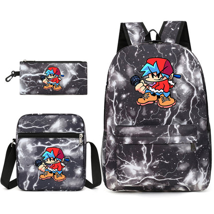 2021 Friday night backpack shoulder bag pencil case three-piece canvas schoolbag set