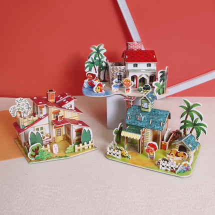 Paper 3D Stereo Puzzle Education School Model DIY Handmade Kidsren's Educational Toys Girls Kindergarten Wholesale