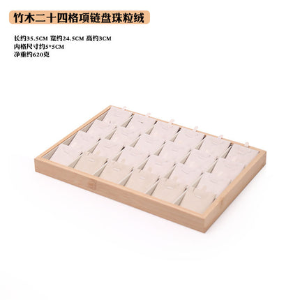 Fresh bamboo wood 24 grid pendant plate necklace pendant lucky card lucky beads jewelry tray window display props