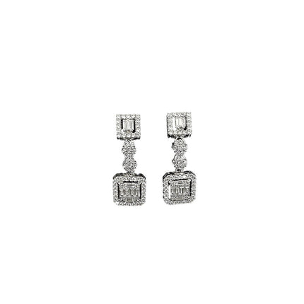 Fashion creative design simple elegant temperament rectangular zircon earrings female e025