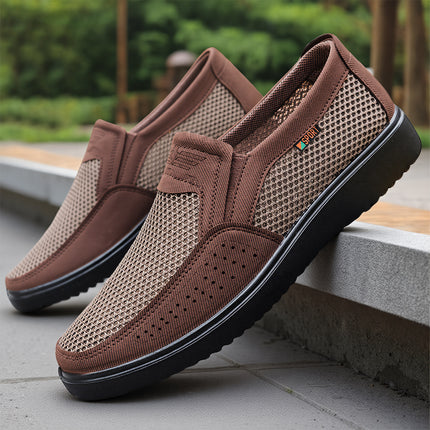 Old Beijing Cloth Shoes for Men, Summer Hot-Selling Mesh Dad Shoes, Soft-Soled Slip-On Casual Shoes, Cross-Border Dropshipping Men's Shoes ‌