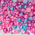 3-10mm flatback pearl resin rhinestones mixed assortment, 30g/pack / Semi-round pearl mixed rose red and blue ab series—r