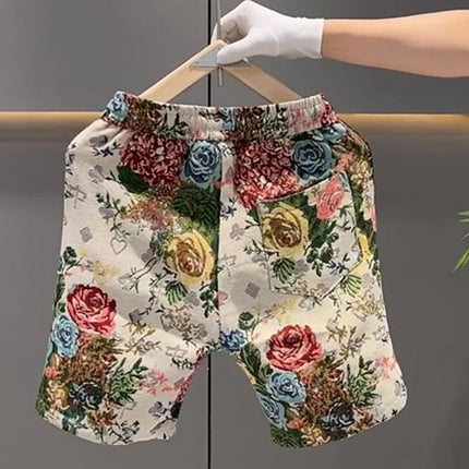 Summer Trendy Casual Thin Shorts for Men Versatile Loose Floral Personality Beach Pants Breathable Sports Five-Point Shorts