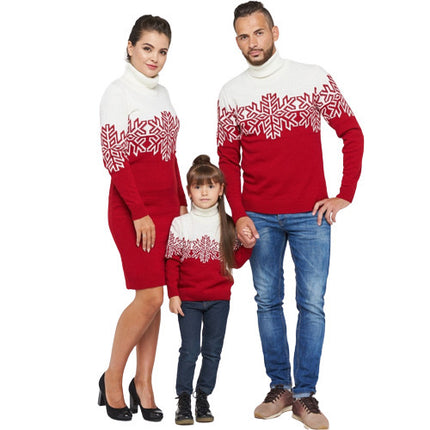 Amazon New Christmas Family Clothes Jacquard Turtleneck Sweater Christmas Clothing in stock Wholesale