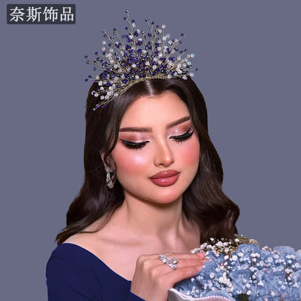 Naisa326 Colorful Crystal Wedding Dress Accessories Rhinestone Crown Wedding Bride Preparation Supplies Styling Headdress