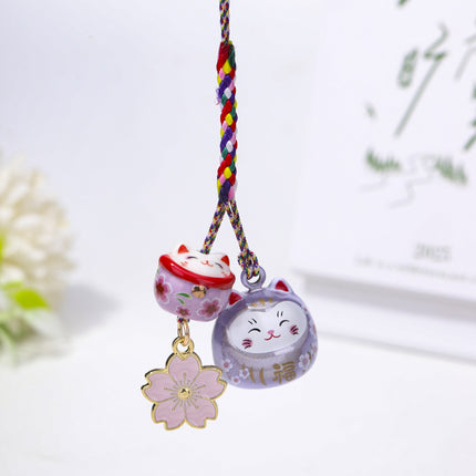 Magic Color Water Bell Cherry Blossom Lucky Cat Mobile Phone Chain Lucky Nafu Gemini Cat Cute Pendant Key Bag Pendant