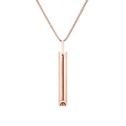 Cross-border Amazon Hot Sale Stainless Steel Whistle Decompression Anxiety Meditation Mindfulness Breathing Yoga Titanium Steel Pendant Necklace