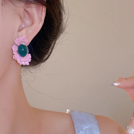 New Chinese Style Begonia Flower Unique and Beautiful Earrings Accessible Luxury High-End Exquisite Elegant Pink Earrings Retro Earrings for Women