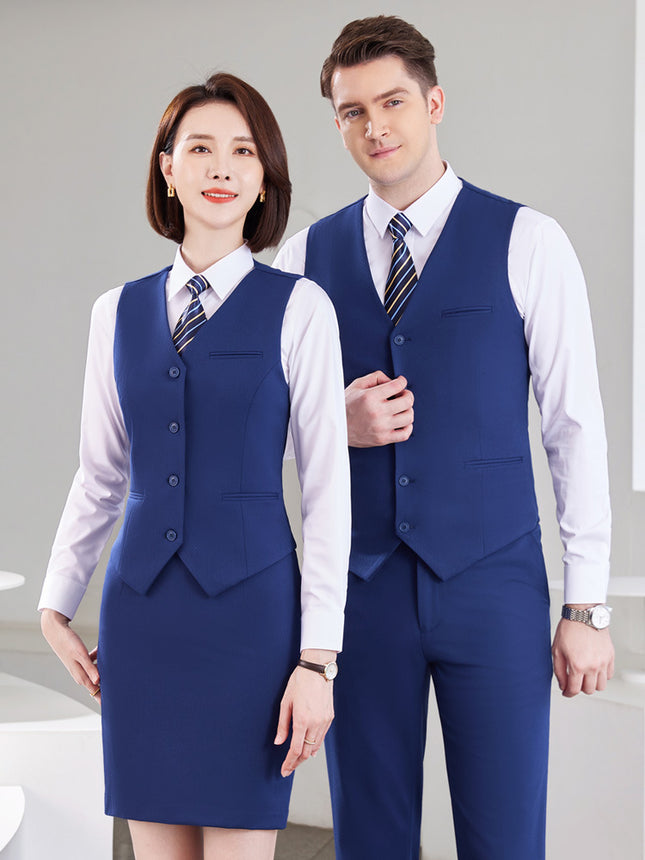 Men's and women's same professional suit vest suit hotel front desk waiter work clothes long sleeve catering ktv work clothes
