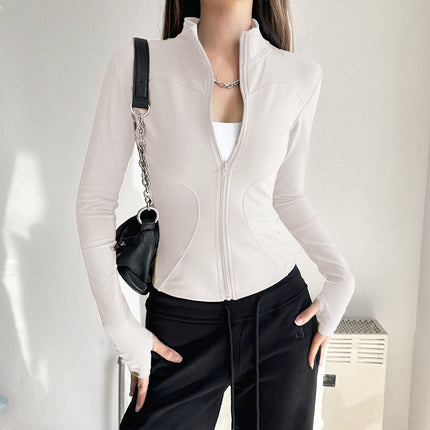 Stand Collar Slimming Fitness Clothing Slimming Yoga Top Running Sports Jacket Pilates Training Yoga Clothing
