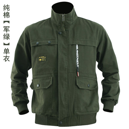 Wear-resistant work clothes suit men's work protection clothing autumn and winter thickened welding anti-scalding construction site tooling work uniform