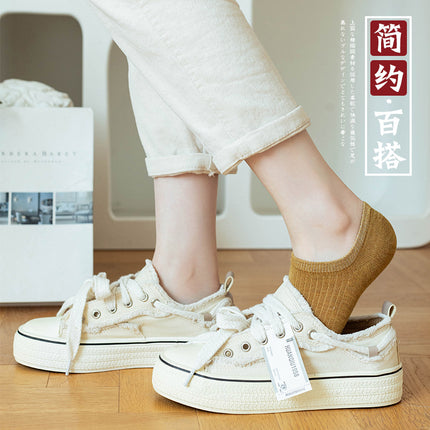 Spring and Summer Thin Invisible Socks Silicone Non-slip Non-falling Japanese Fashionable Striped Shallow Mouth Low-side Candy Color Women's Boat Socks