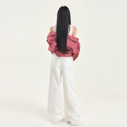 High Waist Pocket Design Loose Slim Wide Leg Pants Women's All-match Straight Tube Dipped 2025 New Spring Festival Jeans
