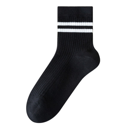 Women's autumn striped cotton mid-calf socks milky white women's boneless cotton socks deodorant sweat-absorbent cotton confinement socks