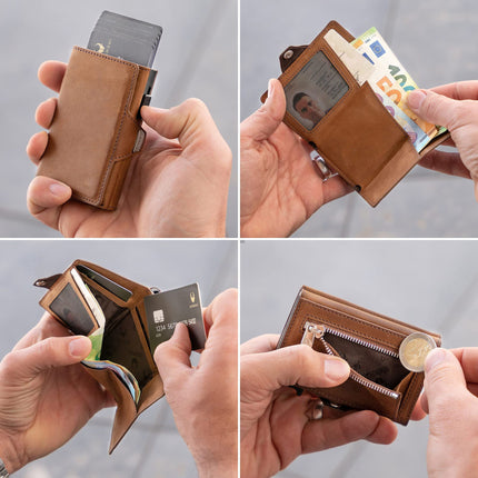 Rfid First-Layer Cowhide Men's Wallet Card Holder Men's Wallet Short Amazon Multi-Functional Wallet Crazy Horse Wallet