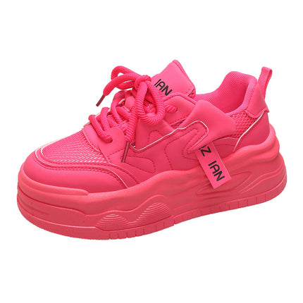 2024 Spring and Summer New Women's Shoes All-match Sports Casual Shoes Thick Sole Increased Platform Shoes Breathable Mesh Top Fashion Board Shoes
