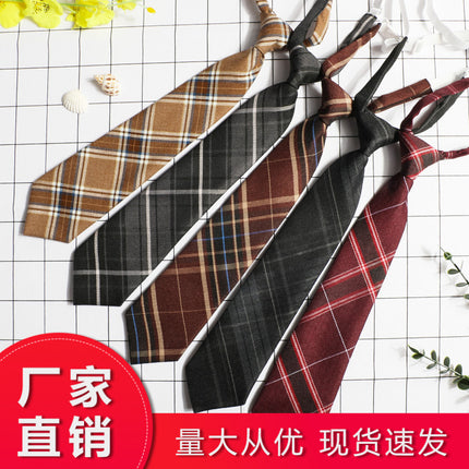 JK Small Tie Women's College Style Lazy Japanese Style Plaid Uniform Shirt Tie Student ins Men's and Women's Short Free Tie