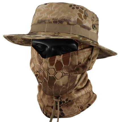 Camouflage Tactical Penny Hat suit Multifunctional Outdoor Fishing Hat Fisherman Hat Sunscreen Protective Breathable Round Edge Hat for Men