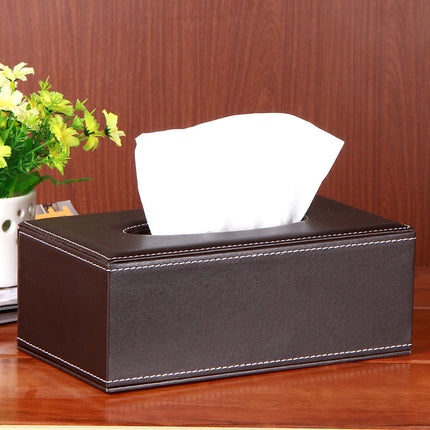Leather Rectangular Creative Hotel Tissue Box European-style Car Tissue Box Leather Living Room Tissue Box Household Paper