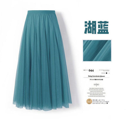 Mesh Skirt Long Skirt Mid-length A- line Skirt Summer Square Dance Skirt 720 Degree Large Swing Skirt in stock Hair