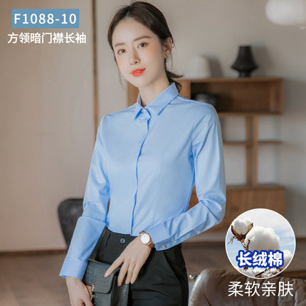 New Women's Bamboo Fiber Professional Shirts, No-Iron Business Casual Shirts, Women's White-Collar Attire, Bank Work Clothes