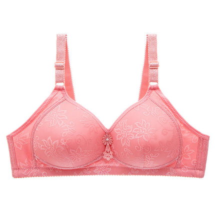 Underwear Women's Bra Push-Up Without Rims to Control Secondary Breasts Adjustable Sexy Thin Large Size Mother's Bra for Middle-Aged Women