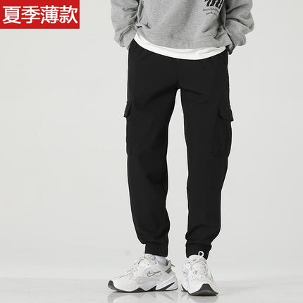 Spring and Summer Thin Multi-pocket Pants Men's Loose plus size Stretch Straight Casual Pants Men's Fashionable Breathable Work Pants