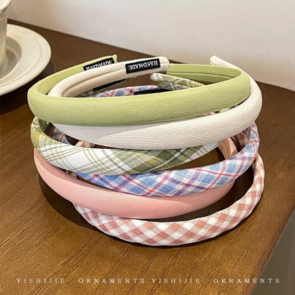 Woven Hair Band Mustard Green High-end Sense Summer Wide-brimmed Sponge Headband Headwear Twist Girl's Internet Celebrity Hair Card for Going Out