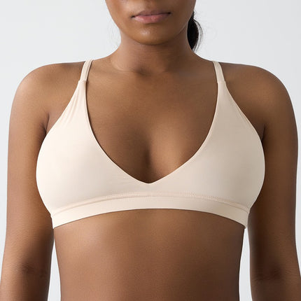 Ski Kardashian-Style Triangle Cup Bra Without Padding, Soft and Stretchy Thin Cup, Comfortable Versatile Tank Top Underwear Bra