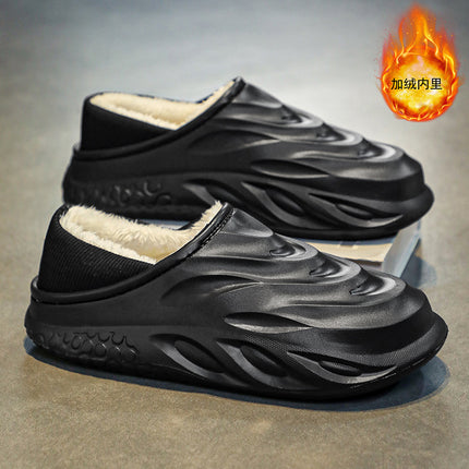 2023 New Cross-Border Velvet Cotton Slippers Winter Baotou Thick-Soled Couple Cotton Slippers Men's Korean Style Slippers Wear-Resistant Cotton Shoes