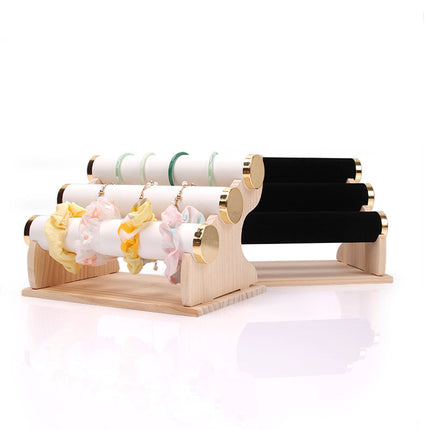 Solid Wood Gold Bracelet Bracelet Display Stand Watch Head Flower Hair Band Necklace Jewelry Storage Rack Live Broadcast Display Props
