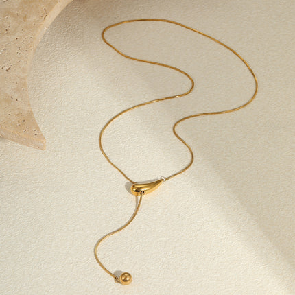 Cross-Border Titanium Steel Snake Bone Chain Non-Fading Stainless Steel Necklace Plated with 18K Gold Light Luxury Design Long Y-Shaped Chain Wholesale