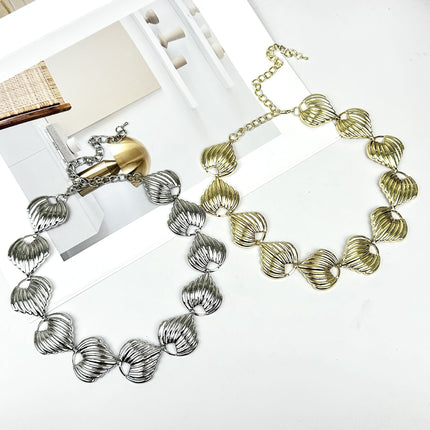 Amazon Cross-border Foreign Trade Jewelry Metal Shell Necklace Women Choker Niche Exaggerated Retro Light Luxury Clavicle Chain