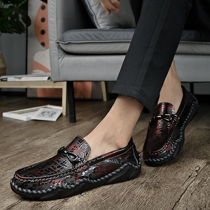 Cross-Border Hot-Selling Spring and Summer New Products Hand-Stitched Casual Men's Shoes Fashionable Soft Sole Versatile Breathable Genuine Leather Beanie Shoes