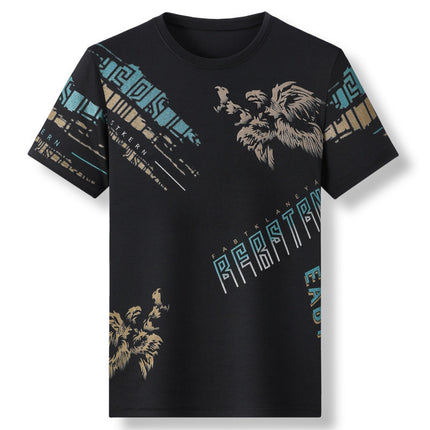 Mingdi Mouse Men's Summer New Korean Printed Men's T-Shirt Fashionable Short-Sleeved Pullover Round Neck T-Shirt Top