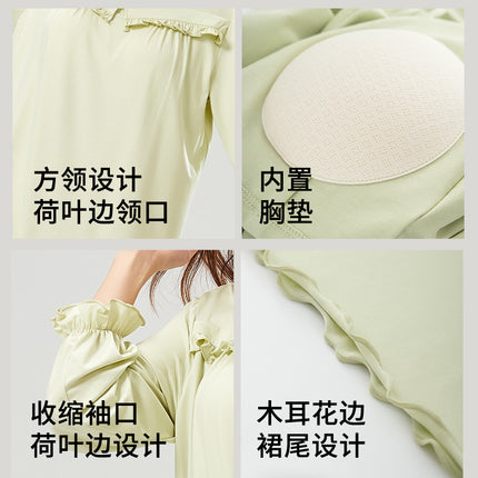 [7A Bacteriostasis] Spring and Summer New Nightgown with Chest Pad Women's Loose Comfortable Pajamas Women's Cool Summer Home Clothes Women