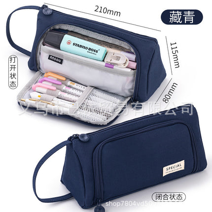 Triangular Pencil Case with Large Capacity and Multi-Functional Features, Korean-Style Ins-Style Stationery Box for Middle and High School Students, Direct from the Manufacturer