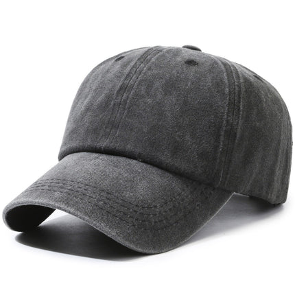 Cross-Border Baseball Cap Pure Cotton Washed Retro Distressed Solid Color Light Plate Hat Men's Plus Picture Plus Word Soft Top Peaked Cap