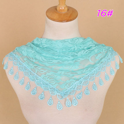 Hot Selling Lace Triangle Scarf Cut Out Korean Triangle Scarf Women's Export Hot Selling Summer Sun Protection Decorative Veil